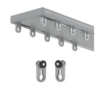 Sistema de riel de aluminio de 2 capas de 2,4 m / 7.9ft, versátil divisor de habitación, longitudes ajustables, 1 m5 m, diseño gris, ideal para el hogar y la oficina