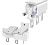 Sistema de riel de aluminio para tabiques de habitación y ducha de 1 m, ideal para sala de estar, dormitorio, armario, puertas correderas (blanco)