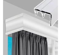 Sistema de riel de cortina 3 en 1 con cenefa y barra de metal ajustable de doble riel para cortinas de longitud personalizada, ideal para decoración del hogar y tratamientos de ventanas