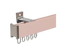 Sistema de riel de cortina ajustable para paredes o techos, 15 m de ancho, kit de riel silencioso de aluminio con rodillos y accesorios, color rosa, perfecto para decoración del hogar y optimización