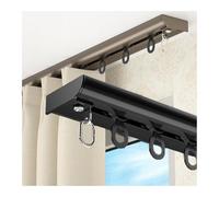 Sistema de riel de cortina con corredor silencioso y ruedas de doble eje para bloqueo de luz e instalación invisible