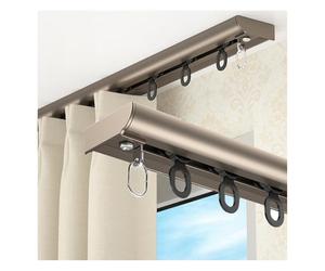 Sistema de riel de cortina con corredor silencioso y ruedas de doble eje para bloqueo de luz e instalación invisible