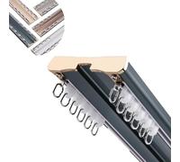 Sistema de riel de cortina de aluminio de 2 capas, barra de cortina DoubleTrack de 2,7 m, color azul, perfecto para decoración del hogar