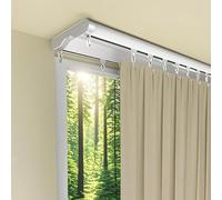 Sistema de riel de cortina de aluminio de 4 m, montaje en techo, kit de barra de cortina de 2 capas, fácil instalación para dormitorio, sala de estar, hospital y elegante