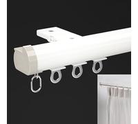 Sistema de riel de cortina de aluminio de alta calidad para techo, barra deslizante resistente para cortinas de lujo, 1,6 m, fácil instalación, ideal para decoración del hogar (color: blanco)