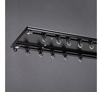 Sistema de riel de cortina de aluminio de doble riel ultrafino, color negro, 360 cm, ideal para divisores de habitaciones, cortinas correderas, sala de estar, hospital, ventanas de ala