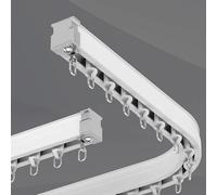 Sistema de riel de cortina de aluminio para montaje en techo o pared, barra de cortina flexible y curvada, rieles ajustables para una fácil instalación y uso versátil