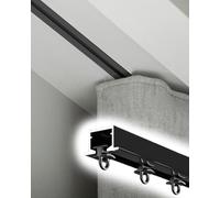 Sistema de riel de cortina de techo ajustable de 16 pies, color negro, barra de cortina invisible para balcón, sala de estar, hospital, varillas de aluminio duraderas para una decoración elegante del