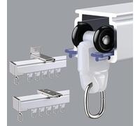 Sistema de riel de cortina de techo de 400 cm (4 x 100 cm), color blanco para sala de estar, dormitorio, ducha, divisor de caravana, accesorios de instalación de montaje en pared o techo