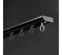 Sistema de riel de cortina de techo de aluminio negro ultrafino de 3,7 m, deslizamiento silencioso con accesorios de montaje, perfecto para decoración del hogar y optimización del espacio