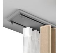 Sistema de riel de cortina de techo doble, barra de aluminio de 2 canales con deslizadores suaves, personalizable de 15 pies para cortinas modernas, uso en interiores