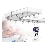 Sistema de riel de cortina de techo para ventanas de bahía de 16 m, riel de doble fila montado en la pared para el hogar, hotel, oficina, sala de estar, dormitorio, ducha, divisor de habitación con