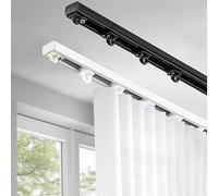 Sistema de riel de cortina de techo ultrafino, divisor de habitación ajustable de 3 a 16 pies y riel de ducha, accesorios de aluminio para un fácil montaje en techo o pared, ideal para el hogar y la