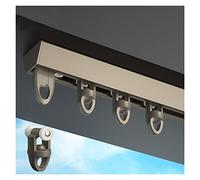 Sistema de riel de cortina deslizante de aleación de aluminio ultrafino for división de privacidad, barra de montaje en techo for armario, lavadero y cenador, diseño sin costuras, color champán.(Champ