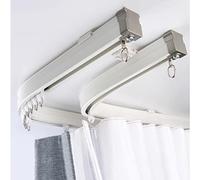 Sistema de riel de cortina deslizante flexible para ventanas de bahía, patio, ducha, balcón, caravana, diseño de montaje en techo