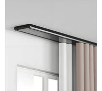 Sistema de riel de cortina doble, barra de aluminio para pared y techo, riel deslizante silencioso para cortinas, longitud ajustable de 1 a 6 m, fácil instalación, acabado negro (3,10 m)