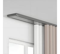 Sistema de riel de cortina doble, barras de aluminio para pared y techo, longitud ajustable silenciosa de 1 a 6 m, perfecto para cortinas y cortinas, color gris (5 m), fácil instalación
