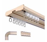 Sistema de riel de cortina doble resistente, juego de barras de cortina de aluminio de 76 pulgadas para divisor de habitación de oficina y hogar, diseño aerodinámico en oro