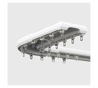 Sistema de riel de cortina en forma de L y en forma de U, divisor de habitación doble para montaje en techo, 330 cm (3 x 110 cm), color blanco, ángulo de 90°, incluye ganchos, fácil instalación