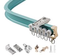 Sistema de riel de cortina flexible para montaje en techo/pared, incluye soportes, anclajes, tornillos, rieles rectos y curvos, perfecto para cortinas de ducha y separadores de habitaciones de