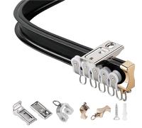 Sistema de riel de cortina flexible para techo/paredes, completo con soportes, anclajes, tornillos, rieles rectos y curvos, perfecto para cortinas de ducha y separadores de habitaciones de caravanas