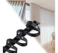Sistema de riel de cortina ondulado de aluminio resistente, barra transversal plegable para separadores de habitaciones, 2 m, color negro, ideal para decoración del hogar y la oficina