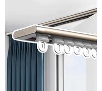 Sistema de riel de cortina opaca de perfil bajo para montaje en techo, divisor de habitación de 210 cm para cortinas pesadas, soportes de pared para un deslizamiento suave, elegante acabado dorado