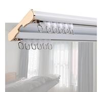 Sistema de riel de cortina resistente de doble riel para montaje en techo de 1 m a 6 m de longitud, incluye poleas y tornillos de instalación, fácil de instalar, metal duradero (blanco, 550 cm)