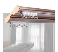 Sistema de riel de cortina resistente de doble riel para techo de 1 m a 6 m de longitud, incluye poleas y tornillos de montaje, fácil instalación (rosa, 600 cm)