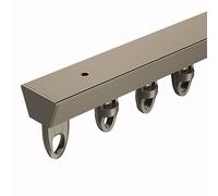 Sistema de riel de cortina ultrafino en forma de V de aleación de aluminio de 16.4 pies, riel deslizante para una fácil instalación (color champán)