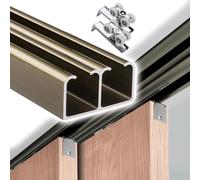 Sistema de riel de puerta corredera para puertas exteriores e interiores, kit de herrajes para puerta de granero con ruedas, rodillo suave y silencioso