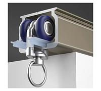 Sistema de riel de techo, barra deslizante de aleación de aluminio de 8 poleas para divisor de habitaciones, perfecto para dormitorio, oficina, cenador, 5 pies, color champán, fácil instalación