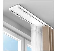 Sistema de riel de techo corredizo de aluminio resistente de 50 a 800 cm, divisor silencioso para cortinas y cortinas opacas en dormitorio, sala de estar, cocina (blanco, 650 cm)