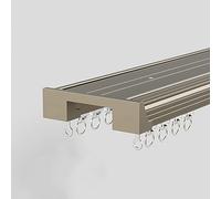 Sistema de riel de techo de 6 m para rieles de aluminio de doble hilo, diseño deslizante silencioso para sala de estar, caravana, ducha, divisor de habitación (champán, 4 x 1,5 m)