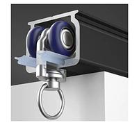 Sistema de riel de techo de alta calidad, barra deslizante de aleación de aluminio no flexible de 8 poleas para divisor de habitaciones, dormitorio, oficina, cenador (negro, 3ft / 0,9 m)
