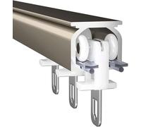 Sistema de riel de techo de aluminio con rodillos silenciosos, divisor de habitación para montaje en pared o techo, 600 cm, color champán, ideal para la gestión del espacio del hogar y la oficina