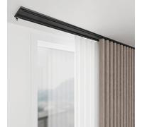 Sistema de riel de techo de aluminio negro ultrafino de 280 cm, acabado brillante, diseño moderno para decoración del hogar, fácil instalación, solución de iluminación elegante y elegante.