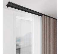 Sistema de riel deslizante de doble puerta, ganchos de rodillo de montaje en techo para techo bajo, varillas montadas en la pared para patio, hospital, ducha de caravana, color negro 2 m / 6.6ft