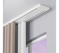 Sistema de riel divisor de habitación doble ajustable de aluminio blanco de 10 a 16 pies para sala de estar y dormitorio, barra para colgar cortina resistente (5ft / 1,5 m)