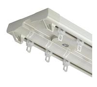 Sistema de riel doble de aluminio de 2 piezas de 13 pies, rieles divisores de habitación montados en el techo, juego de accesorios de cortina blancos ajustables para sala de estar, fácil instalación