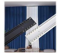 Sistema de riel doble ultrafino de 1,6 mm, divisor de habitación de aluminio para montaje en techo, silencio para oficina, hogar, baño, hospital, 100 cm, color negro
