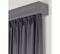 Sistema de riel for cortinas: marco de caja de cubierta de barra de cortina de aluminio resistente, fácil de instalar, gris, longitudes personalizables(Wall Mount,3.7m)