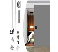 Sistema de riel invisible para puertas correderas de 80-180 cm, kit de herrajes de cierre suave, guía de riel duradera para un funcionamiento suave, solución de puerta corredera de 114 cm