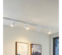 Sistema de riel Lindby Linaro, GU10, 4 luces, blanco, Ø 6 cm