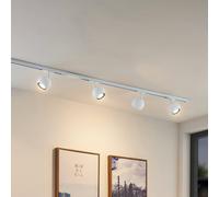 Sistema de riel Lindby Linaro, GU10, 4 luces, blanco, Ø 9 cm