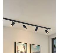 Sistema de riel Lindby Linaro, GU10, 4 luces, negro, Ø 6 cm