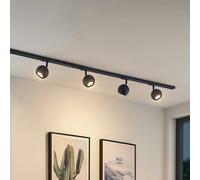Sistema de riel Lindby Linaro, GU10, 4 luces, negro, Ø 9 cm