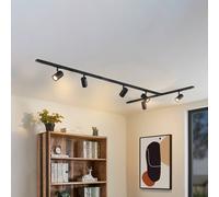 Sistema de riel Lindby Linaro, GU10, 6 luces, negro, forma de T