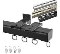 Sistema de riel para cortina de techo, barra divisora ajustable con clips, barra de cortina de ducha para privacidad, longitudes disponibles de 50 a 480 cm (negro, 430 cm)