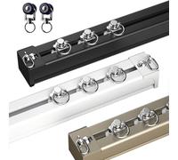 Sistema de riel para Cortina de Techo - Riel de Aluminio para Cortinas, Ideal para Dividir Habitaciones, Balcones y ventanales. Riel Ajustable de una Sola pasada en Negro, Blanco y Dorado. I